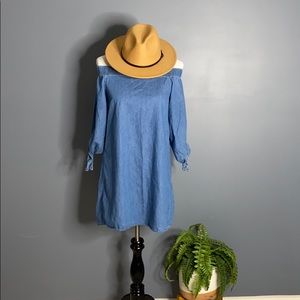 Chambray off the shoulder dress